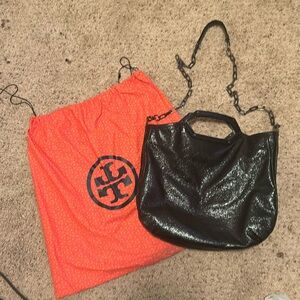 Tory Burch black patent leather purse